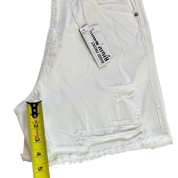 Judy Blue Distressed White Jean Shorts High Waist Rigid Magic Size XL NEW - Picture 8 of 8